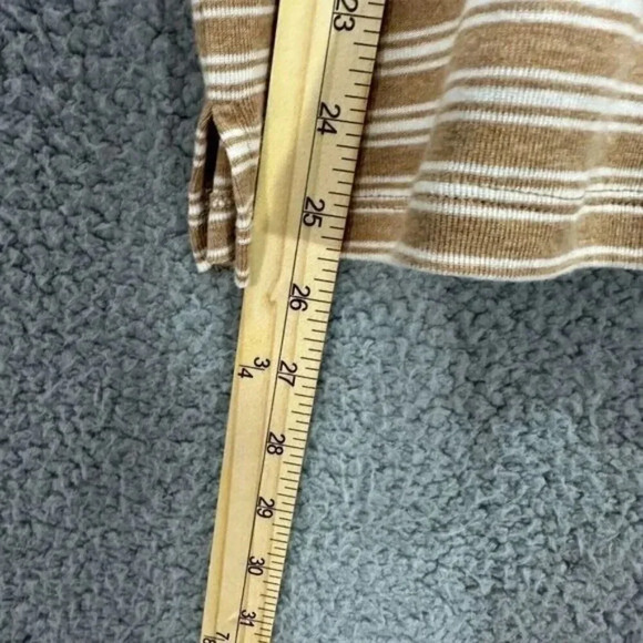 Talbots top womens XS beige striped‎ half sleeve tee cotton v neck costal beach - Picture 3 of 5